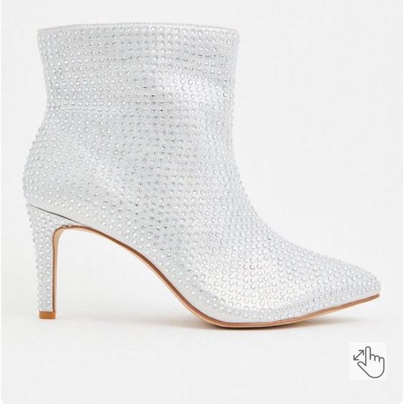 Torrid Silver Rhinestone Pointed Toe Bootie (WW) - Picture 4 of 7